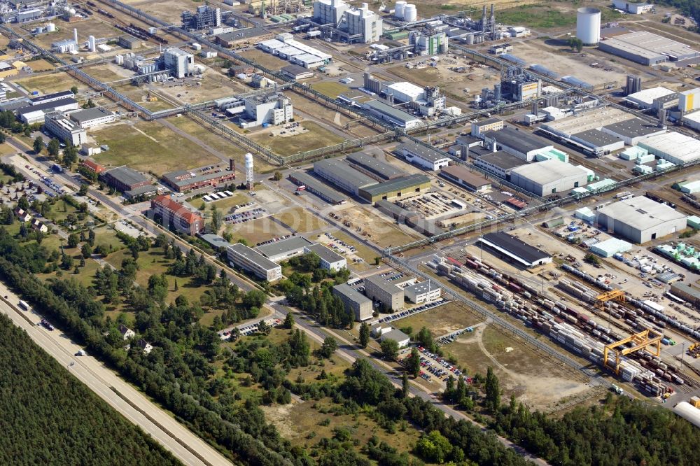 Aerial image Schwarzheide - View of factory premises of BASF Schwarzheide GmbH in Brandenburg