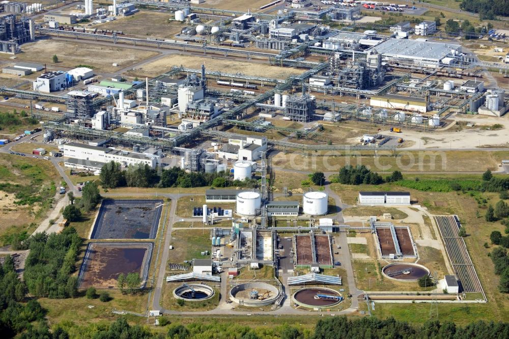 Schwarzheide from above - View of factory premises of BASF Schwarzheide GmbH in Brandenburg