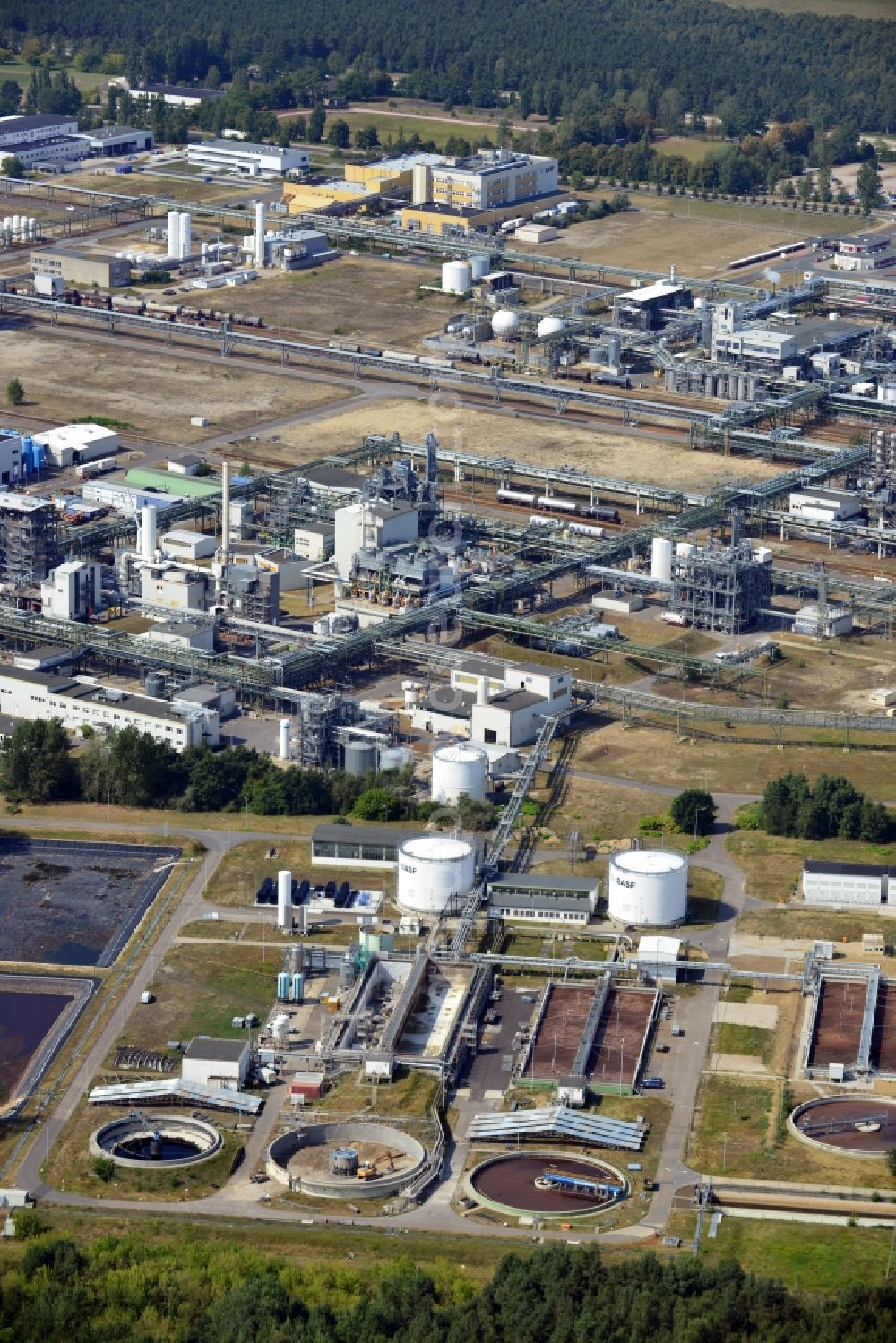 Schwarzheide from the bird's eye view: View of factory premises of BASF Schwarzheide GmbH in Brandenburg