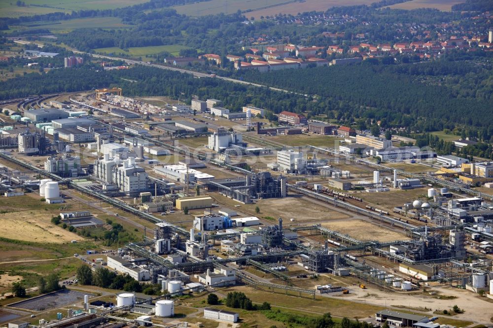 Schwarzheide from above - View of factory premises of BASF Schwarzheide GmbH in Brandenburg