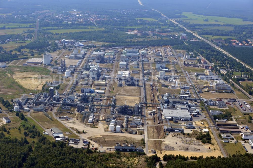 Aerial image Schwarzheide - View of factory premises of BASF Schwarzheide GmbH in Brandenburg