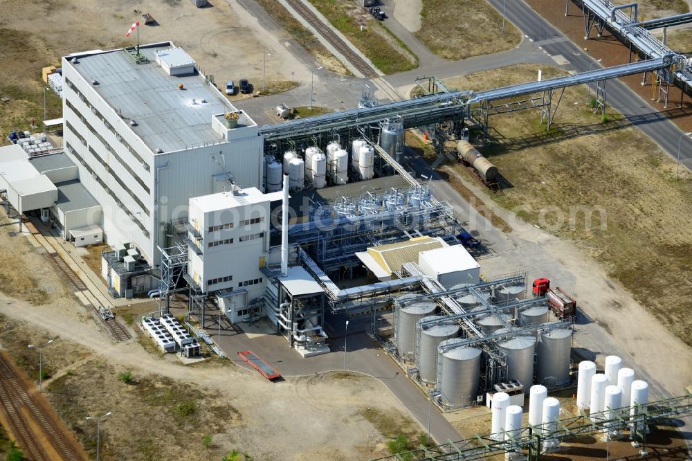 Schwarzheide from above - View of factory premises of BASF Schwarzheide GmbH in Brandenburg