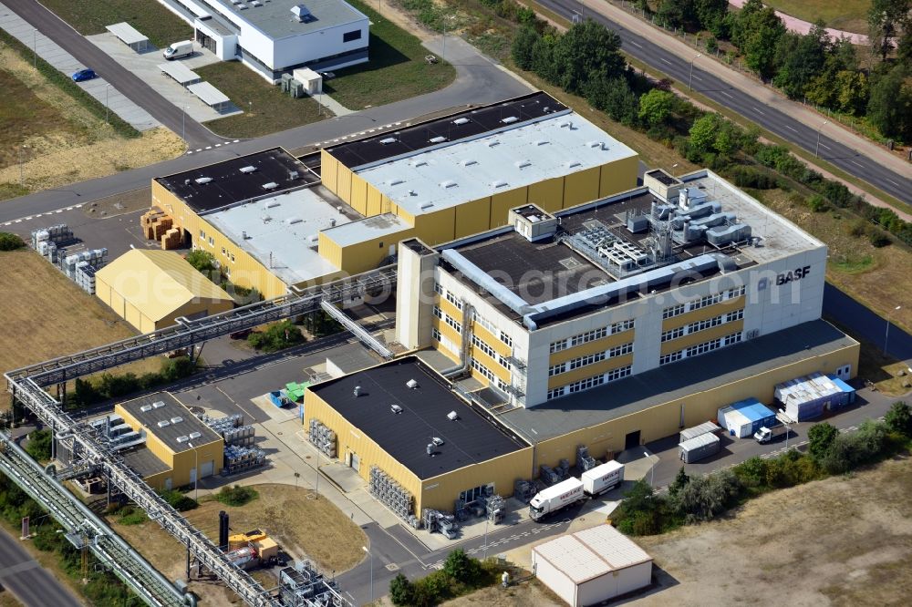 Aerial image Schwarzheide - View of factory premises of BASF Schwarzheide GmbH in Brandenburg