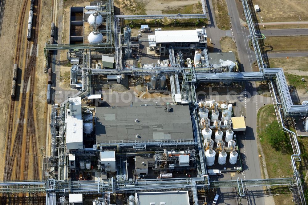 Schwarzheide from above - View of factory premises of BASF Schwarzheide GmbH in Brandenburg