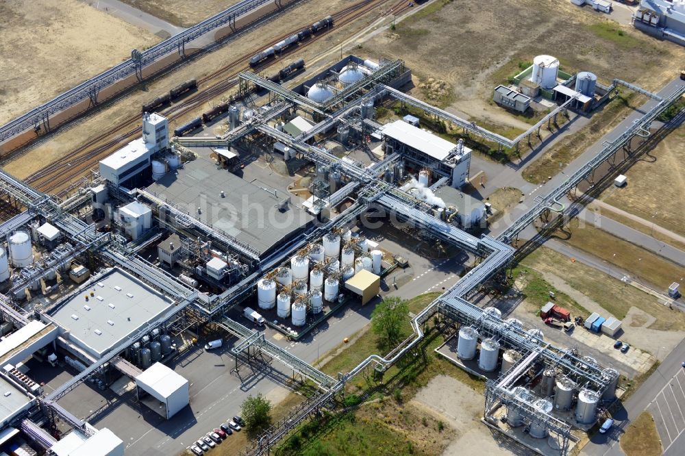 Aerial photograph Schwarzheide - View of factory premises of BASF Schwarzheide GmbH in Brandenburg