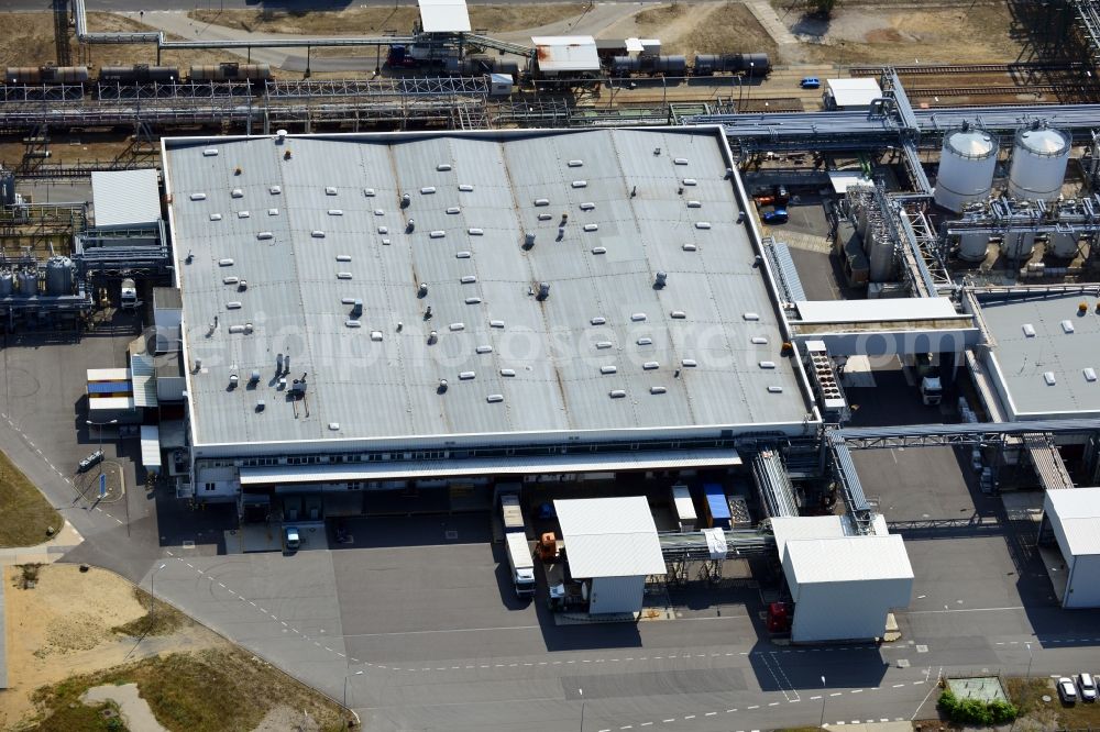 Schwarzheide from above - View of factory premises of BASF Schwarzheide GmbH in Brandenburg