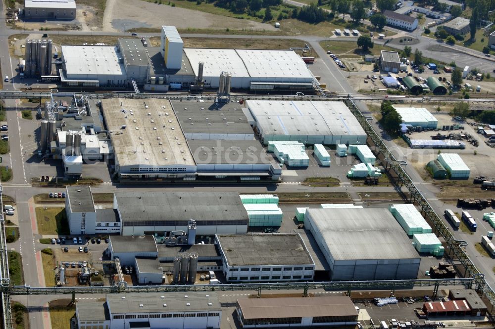 Schwarzheide from above - View of factory premises of BASF Schwarzheide GmbH in Brandenburg