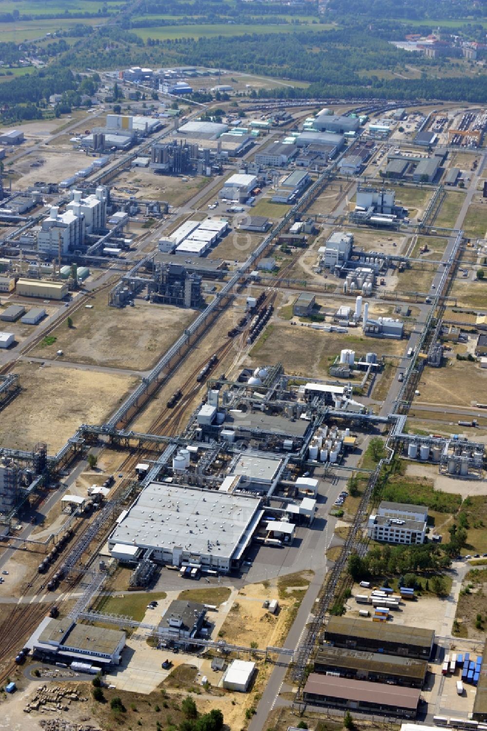 Schwarzheide from the bird's eye view: View of factory premises of BASF Schwarzheide GmbH in Brandenburg