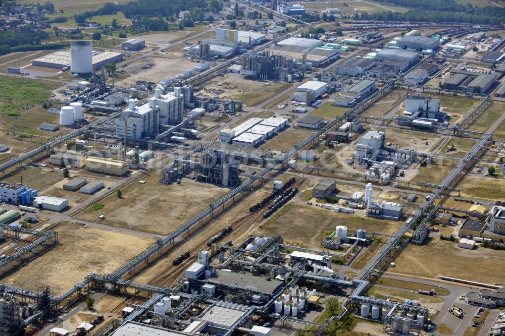 Aerial image Schwarzheide - View of factory premises of BASF Schwarzheide GmbH in Brandenburg