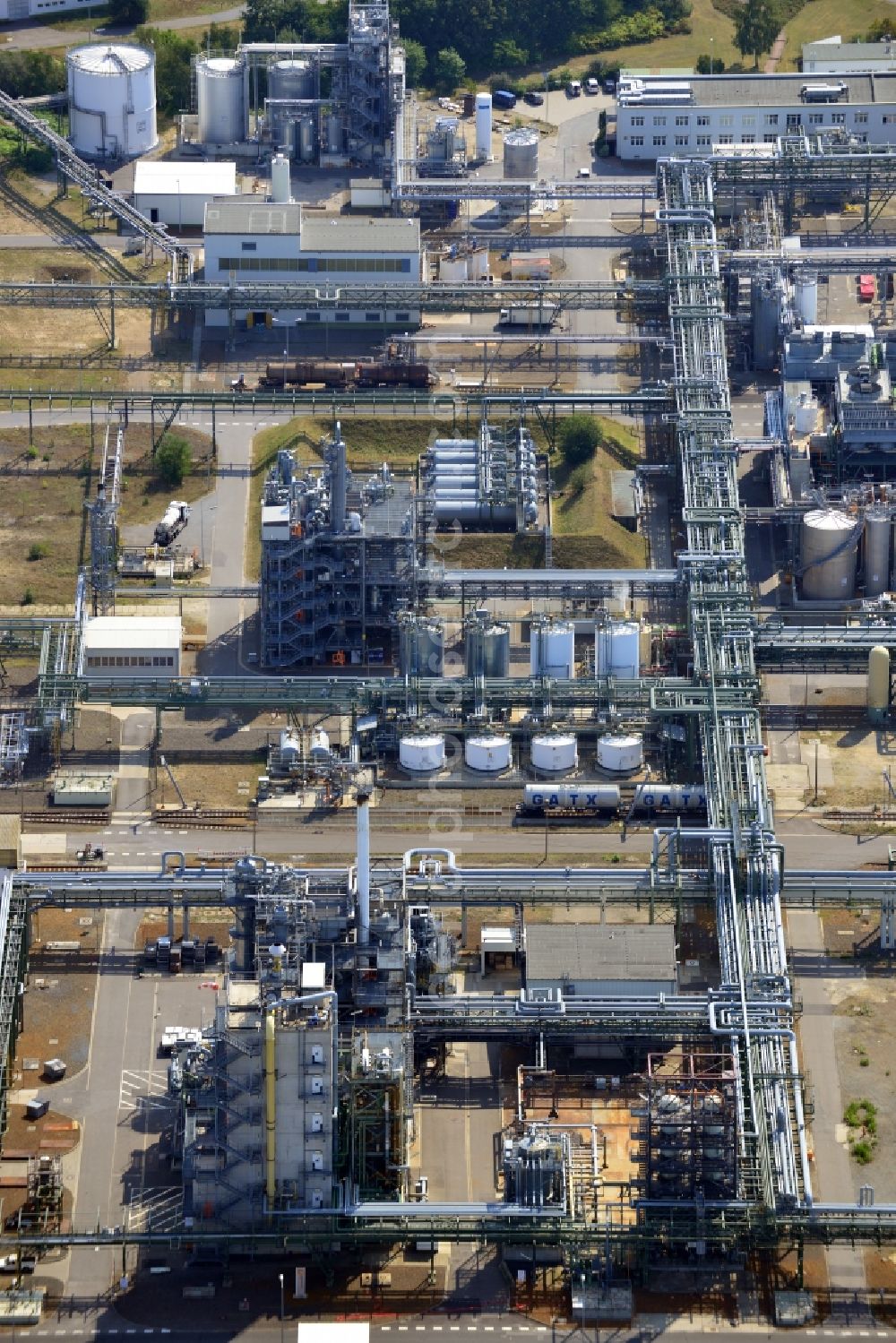 Schwarzheide from above - View of factory premises of BASF Schwarzheide GmbH in Brandenburg