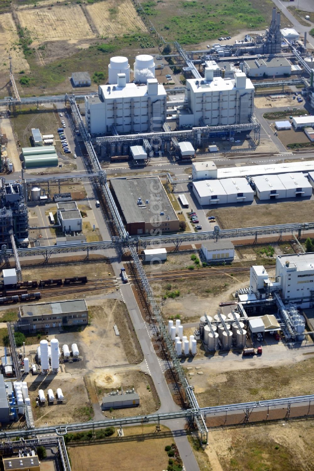 Schwarzheide from the bird's eye view: View of factory premises of BASF Schwarzheide GmbH in Brandenburg