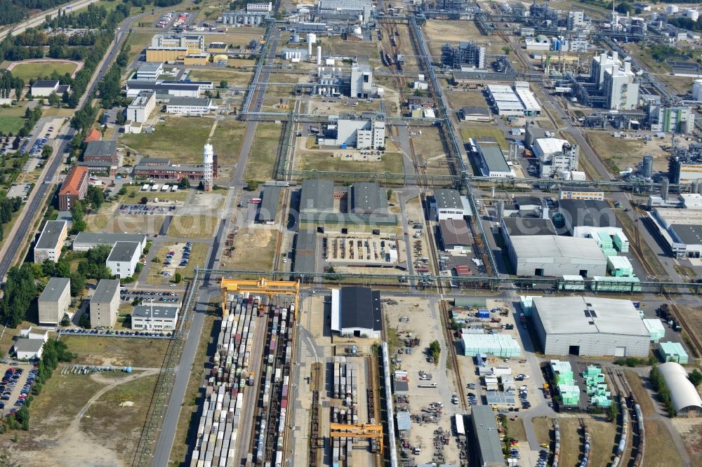 Aerial image Schwarzheide - View of factory premises of BASF Schwarzheide GmbH in Brandenburg