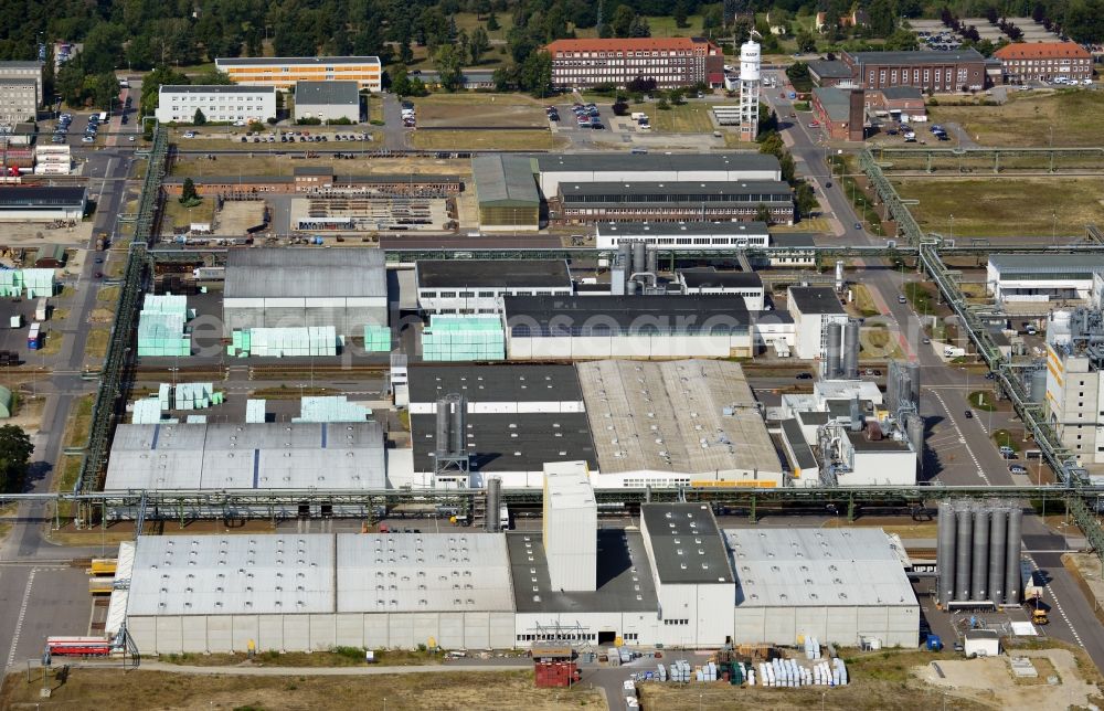 Aerial image Schwarzheide - View of factory premises of BASF Schwarzheide GmbH in Brandenburg