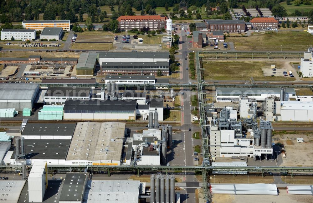 Aerial photograph Schwarzheide - View of factory premises of BASF Schwarzheide GmbH in Brandenburg