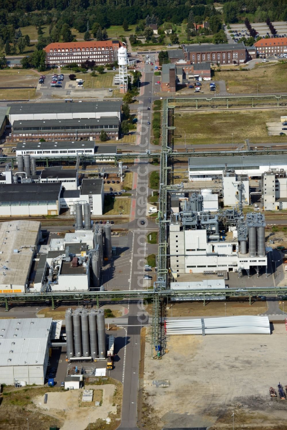 Schwarzheide from above - View of factory premises of BASF Schwarzheide GmbH in Brandenburg