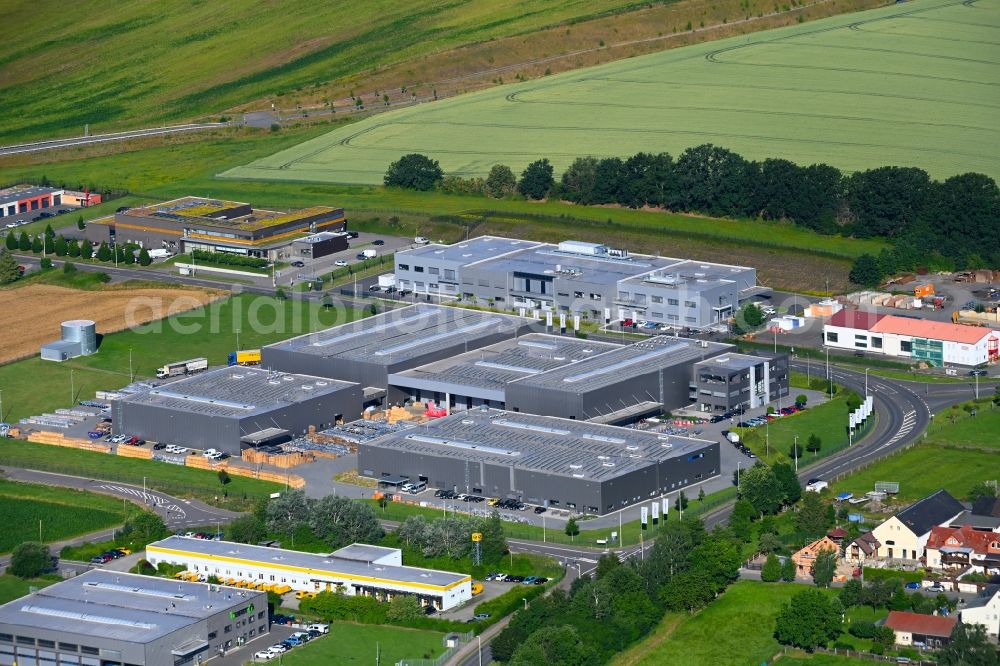 Aerial photograph Glauchau - Building and production halls on the premises Batterien GmbH on Siemensstrasse in the district Lipprandis in Glauchau in the state Saxony, Germany