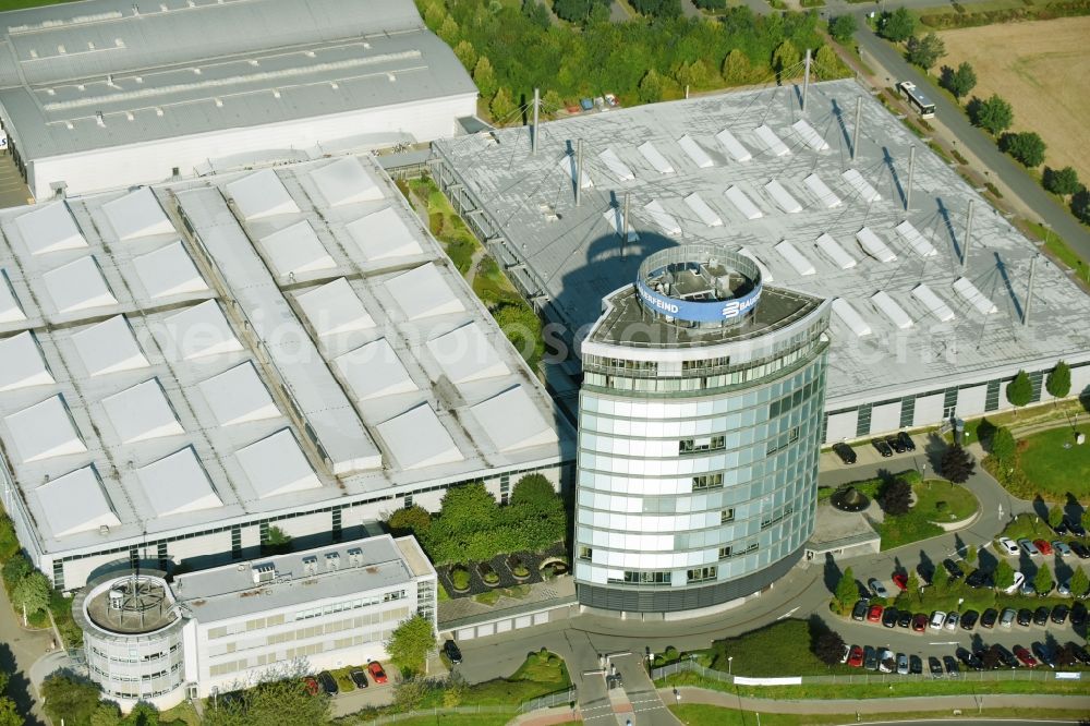 Aerial image Zeulenroda - Building and production halls on the premises of Bauerfeind AG on Triebeser Strasse in Zeulenroda in the state Thuringia, Germany