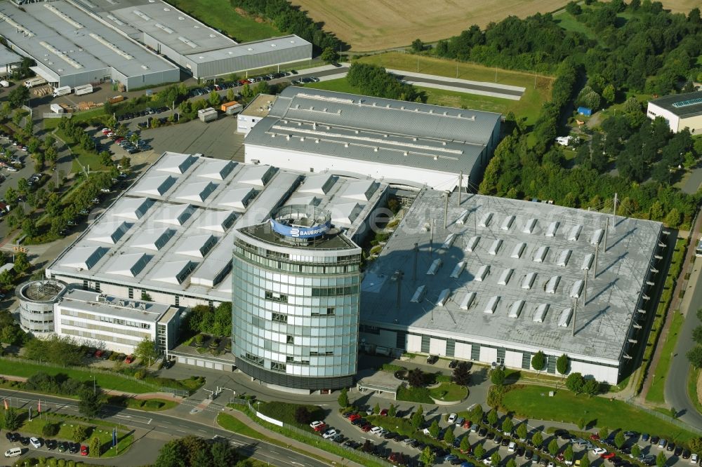 Zeulenroda from the bird's eye view: Building and production halls on the premises of Bauerfeind AG on Triebeser Strasse in Zeulenroda in the state Thuringia, Germany