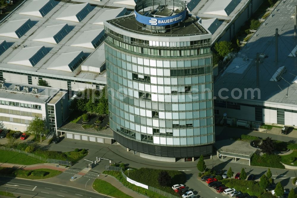 Aerial image Zeulenroda - Building and production halls on the premises of Bauerfeind AG on Triebeser Strasse in Zeulenroda in the state Thuringia, Germany