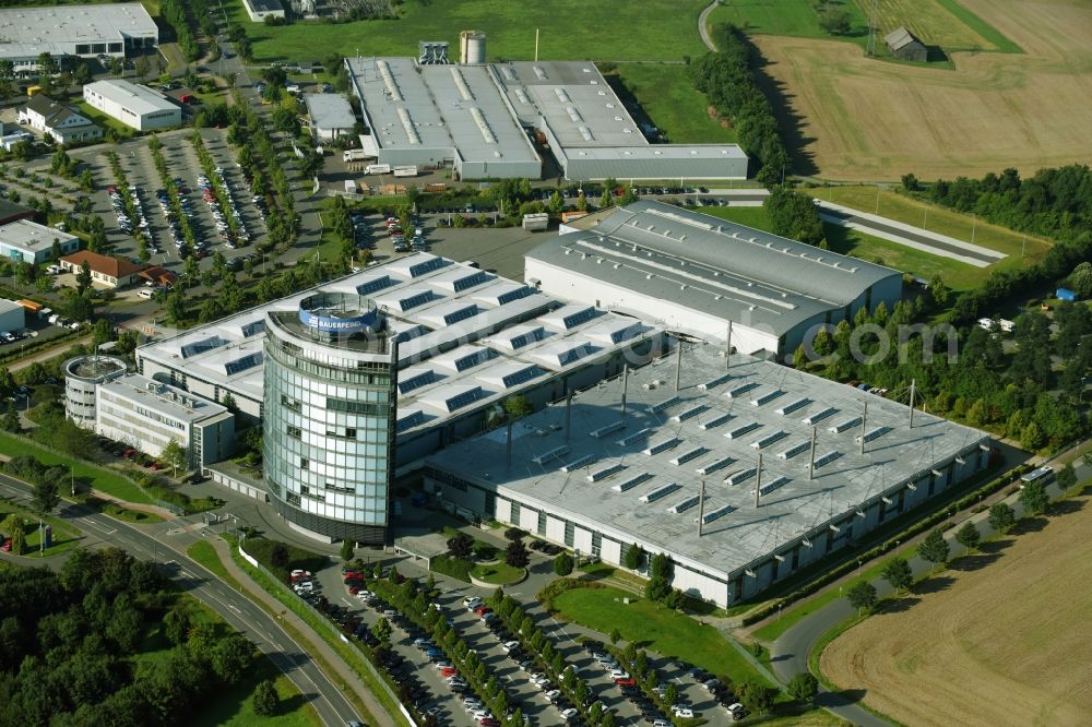 Zeulenroda from the bird's eye view: Building and production halls on the premises of Bauerfeind AG on Triebeser Strasse in Zeulenroda in the state Thuringia, Germany