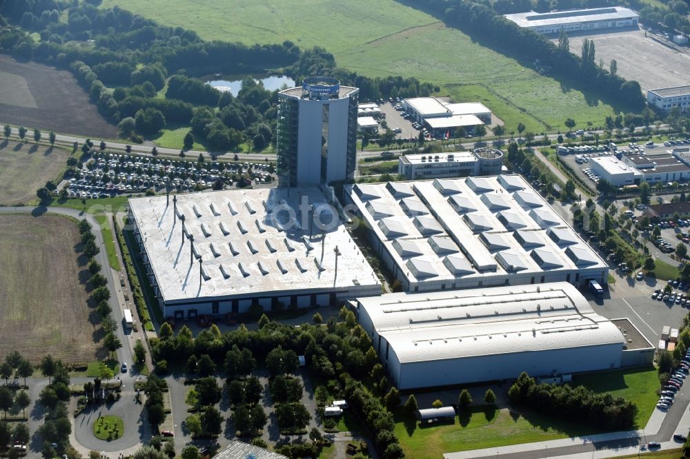 Zeulenroda-Triebes from the bird's eye view: Building and production halls on the premises of Bauerfeind AG on Triebeser Strasse in Zeulenroda in the state Thuringia, Germany