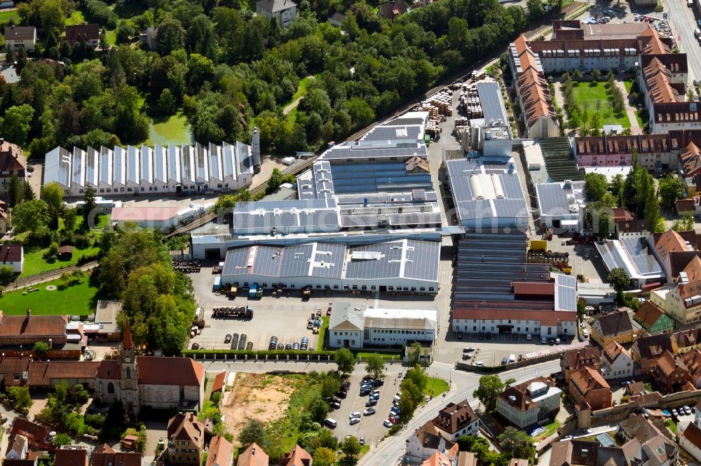 Roth from above - Building and production halls on the premises of BAYERISCHE KABELWERKE AG in the Otto-Schrimpff-Strasse in Roth in the state Bavaria, Germany