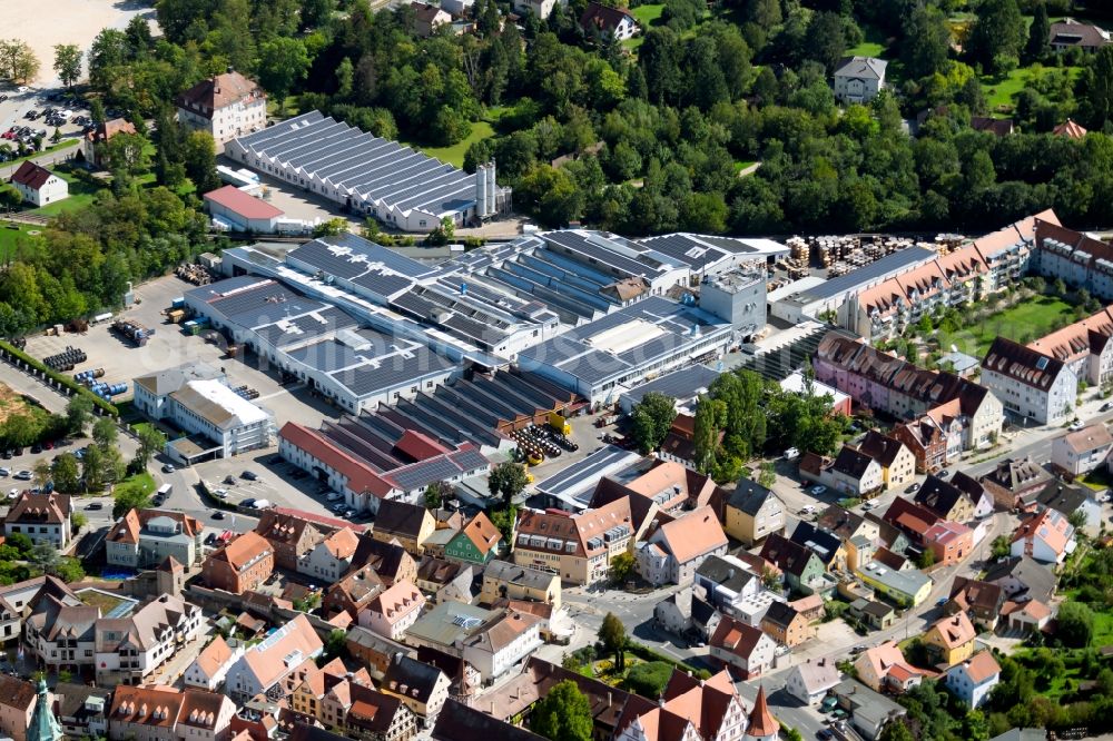 Aerial photograph Roth - Building and production halls on the premises of BAYERISCHE KABELWERKE AG in the Otto-Schrimpff-Strasse in Roth in the state Bavaria, Germany