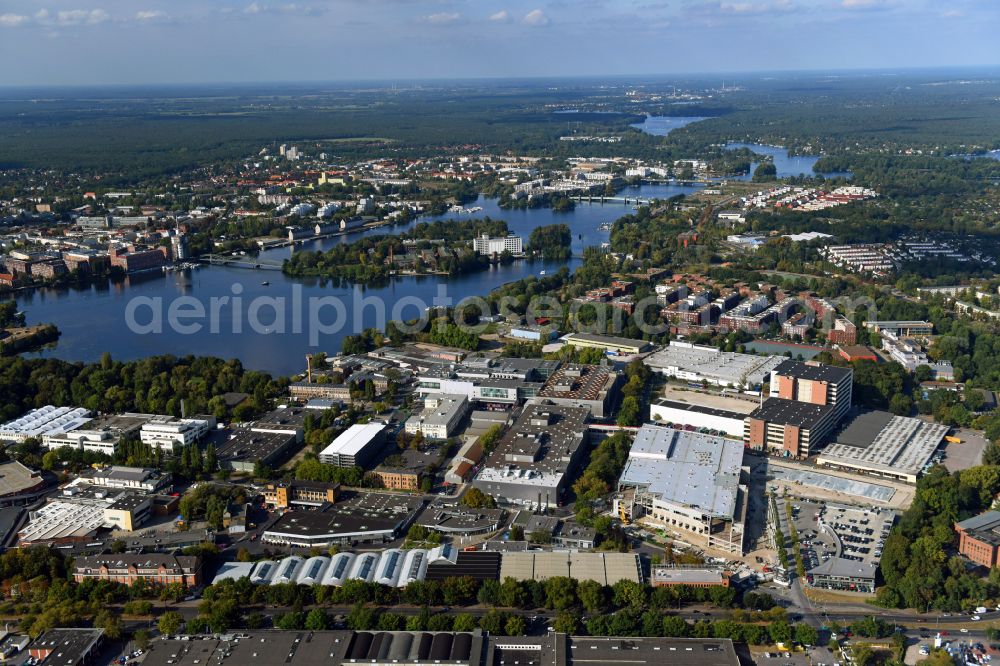 Berlin from the bird's eye view: Factory area of the Bayerische Motoren Werke of BMW AG motorcycle plant at the Juliusturm in the district of Spandau in Berlin, Germany