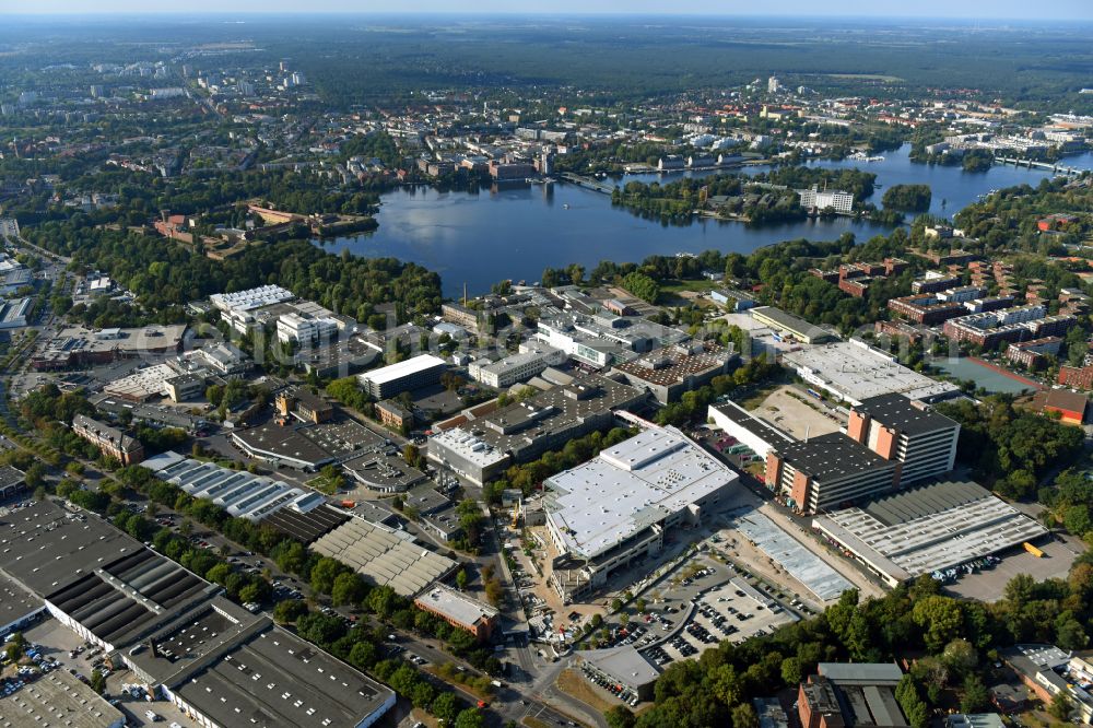 Aerial image Berlin - Factory area of the Bayerische Motoren Werke of BMW AG motorcycle plant at the Juliusturm in the district of Spandau in Berlin, Germany