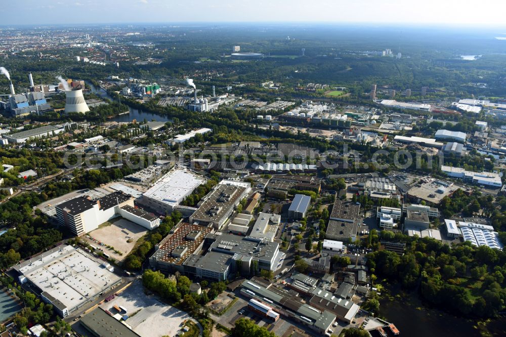 Berlin from the bird's eye view: Factory area of the Bayerische Motoren Werke of BMW AG motorcycle plant at the Juliusturm in the district of Spandau in Berlin, Germany