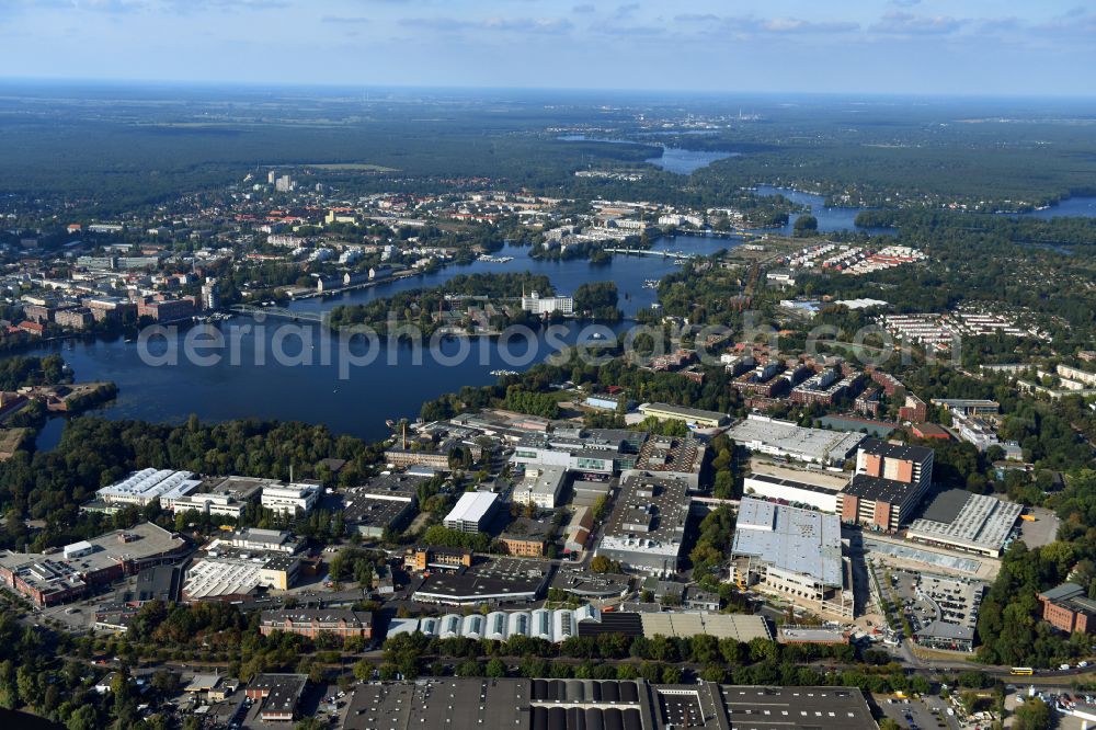 Berlin from the bird's eye view: Factory area of the Bayerische Motoren Werke of BMW AG motorcycle plant at the Juliusturm in the district of Spandau in Berlin, Germany