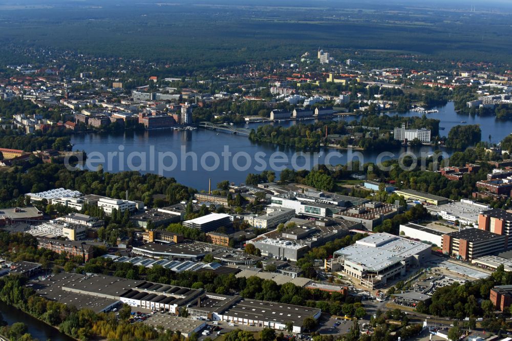 Berlin from the bird's eye view: Factory area of the Bayerische Motoren Werke of BMW AG motorcycle plant at the Juliusturm in the district of Spandau in Berlin, Germany