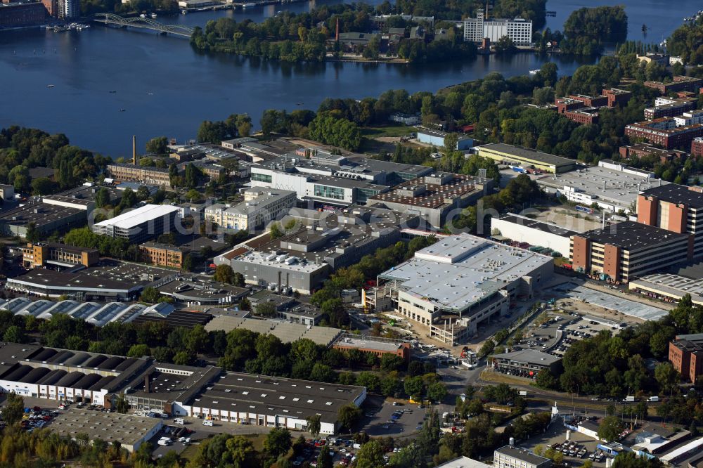 Berlin from the bird's eye view: Factory area of the Bayerische Motoren Werke of BMW AG motorcycle plant at the Juliusturm in the district of Spandau in Berlin, Germany