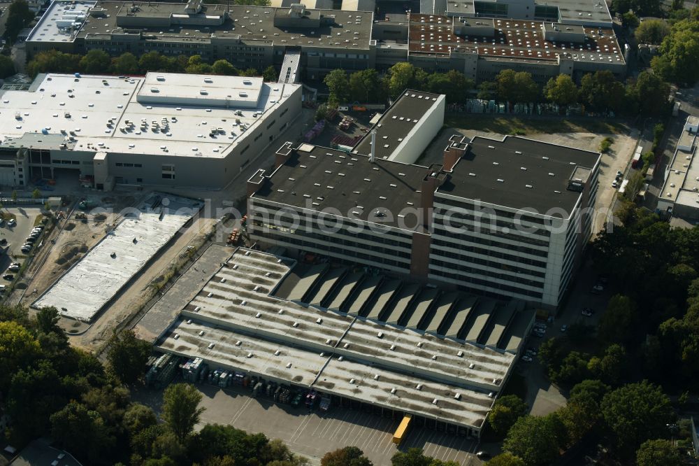 Berlin from above - Factory area of the Bayerische Motoren Werke of BMW AG motorcycle plant at the Juliusturm in the district of Spandau in Berlin, Germany