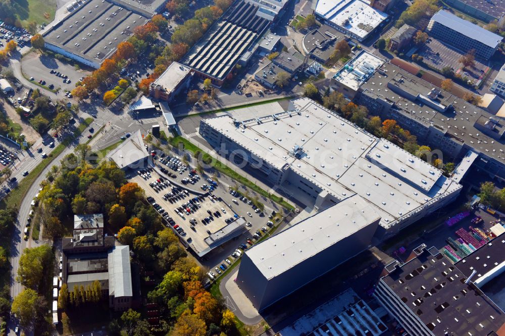 Berlin from above - Factory area of the Bayerische Motoren Werke of BMW AG motorcycle plant at the Juliusturm in the district of Spandau in Berlin, Germany