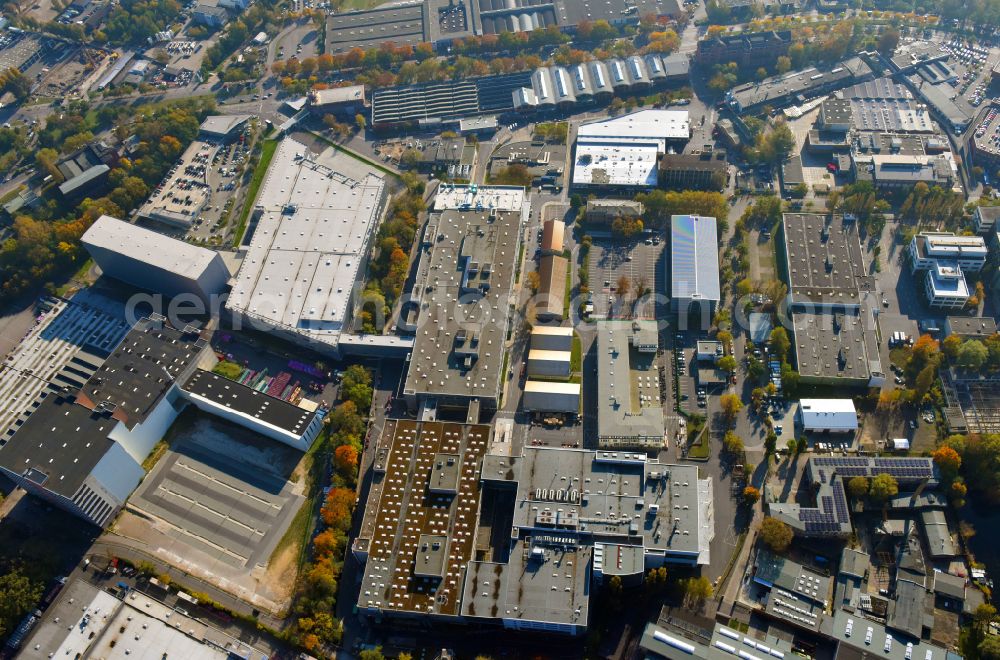 Berlin from the bird's eye view: Factory area of the Bayerische Motoren Werke of BMW AG motorcycle plant at the Juliusturm in the district of Spandau in Berlin, Germany