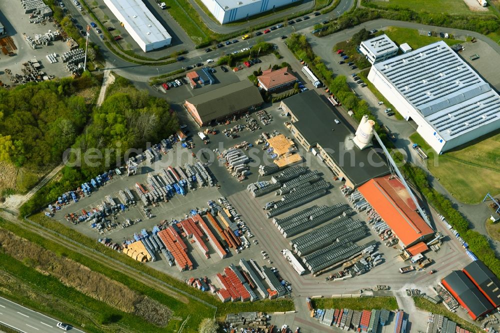 Kritzkow from above - Buildings and production halls on the Benders Deutschland GmbH factory premises for roof stone and accessories in Kritzkow in the state of Mecklenburg-West Pomerania, Germany