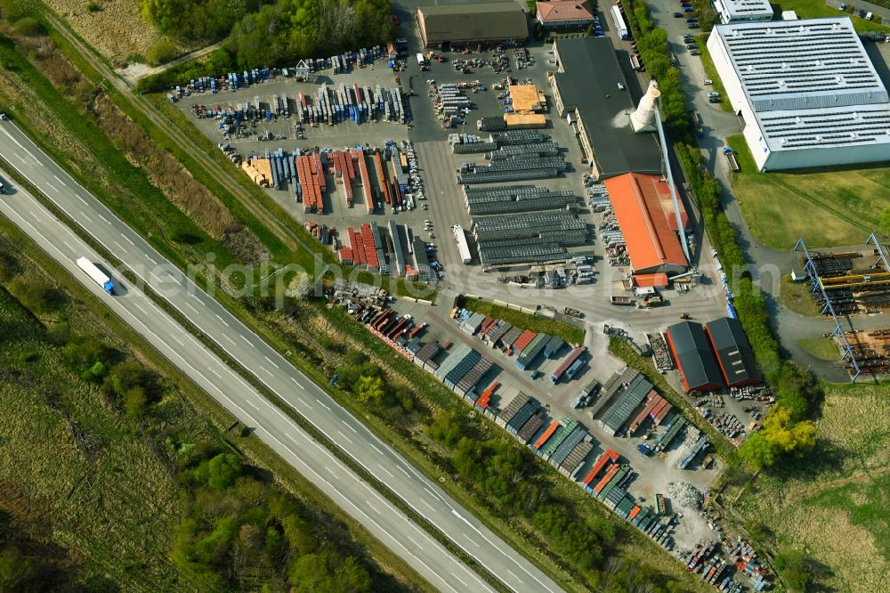 Aerial image Kritzkow - Buildings and production halls on the Benders Deutschland GmbH factory premises for roof stone and accessories in Kritzkow in the state of Mecklenburg-West Pomerania, Germany