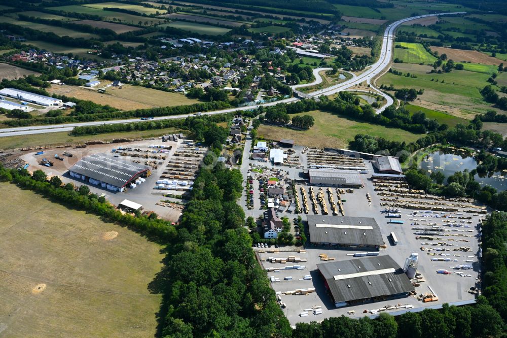 Daldorf from above - Building and production halls on the premises Bernd Jorkisch GmbH & Co. KG on street Hoken in Daldorf in the state Schleswig-Holstein, Germany