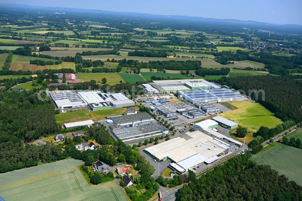 Aerial image Delbrück - Building and production halls on the premises of Bette GmbH & Co. KG on street Heinrich-Bette-Strasse in the district Ostenland in Delbrueck in the state North Rhine-Westphalia, Germany