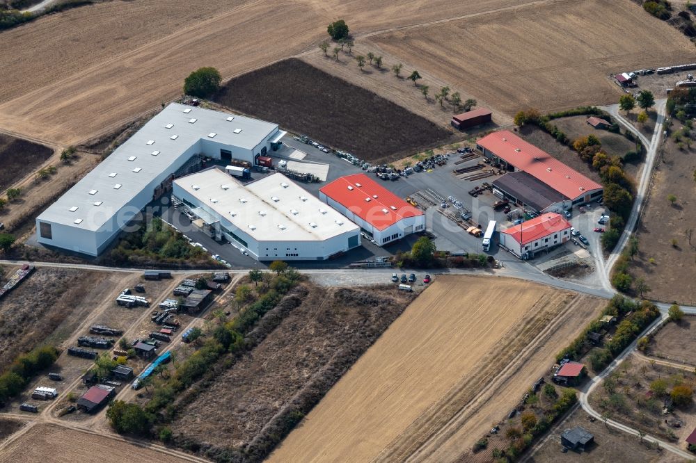 Steinfeld from above - Building and production halls on the premises of BGW-Bohr GmbH on Kastanienstrasse in Steinfeld in the state Bavaria, Germany