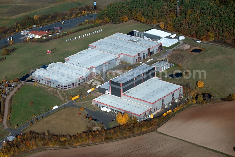 Burghaslach from above - Building and production halls on the premises of BIG-SPIELWARENFABRIK GmbH & Co. KG on Ernst A.-Bettag-Allee in Burghaslach in the state Bavaria, Germany