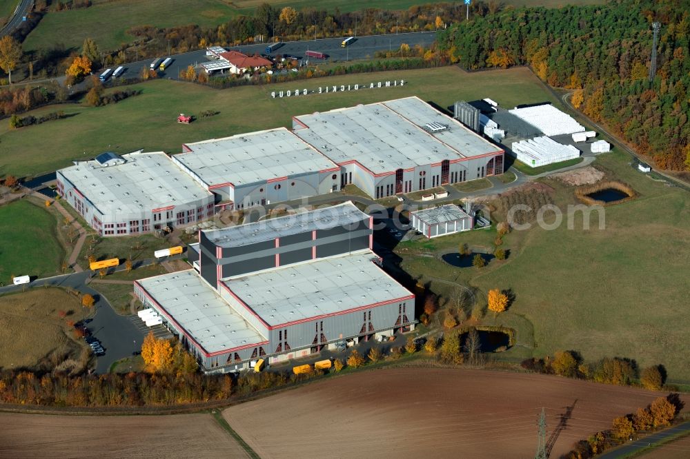 Burghaslach from the bird's eye view: Building and production halls on the premises of BIG-SPIELWARENFABRIK GmbH & Co. KG on Ernst A.-Bettag-Allee in Burghaslach in the state Bavaria, Germany