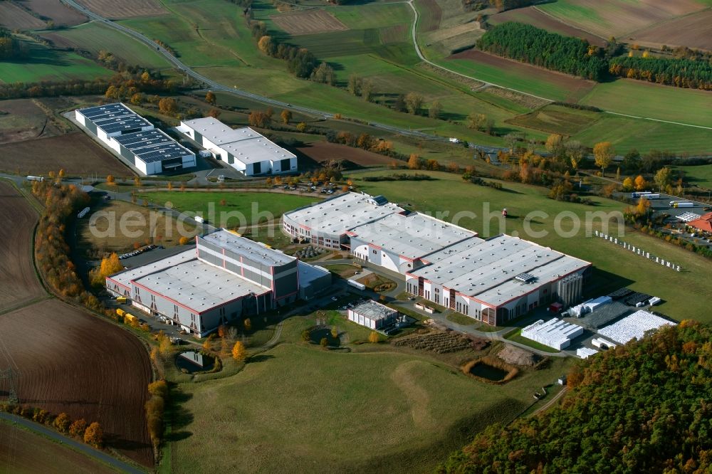 Aerial image Burghaslach - Building and production halls on the premises of BIG-SPIELWARENFABRIK GmbH & Co. KG on Ernst A.-Bettag-Allee in Burghaslach in the state Bavaria, Germany