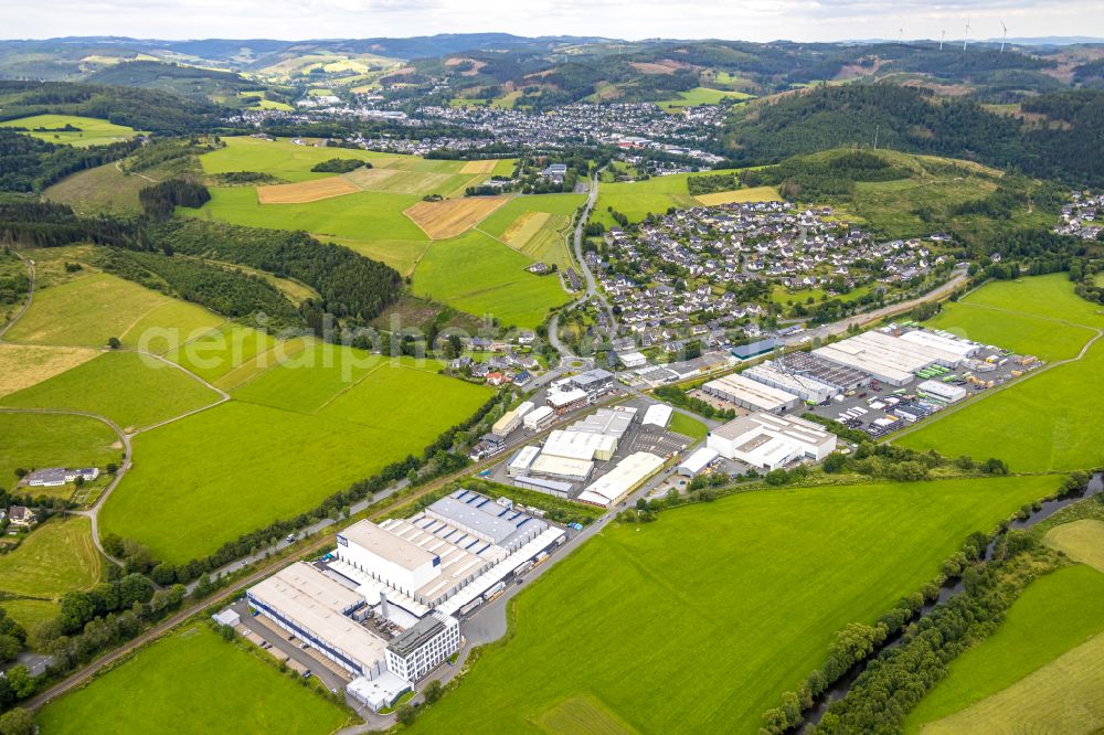 Aerial image Bad Berleburg - Building and production halls on the premises der BIKAR-METALLE GmbH on Industriestrasse in the district Am Stoeppelsweg in Bad Berleburg in the state North Rhine-Westphalia, Germany