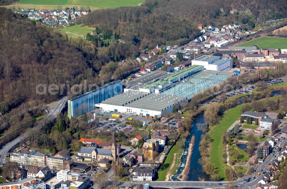 Aerial photograph Hagen - Building and production halls on the premises of Bilstein Handel KG Im Weinhof in the district Hohenlimburg in Hagen in the state North Rhine-Westphalia