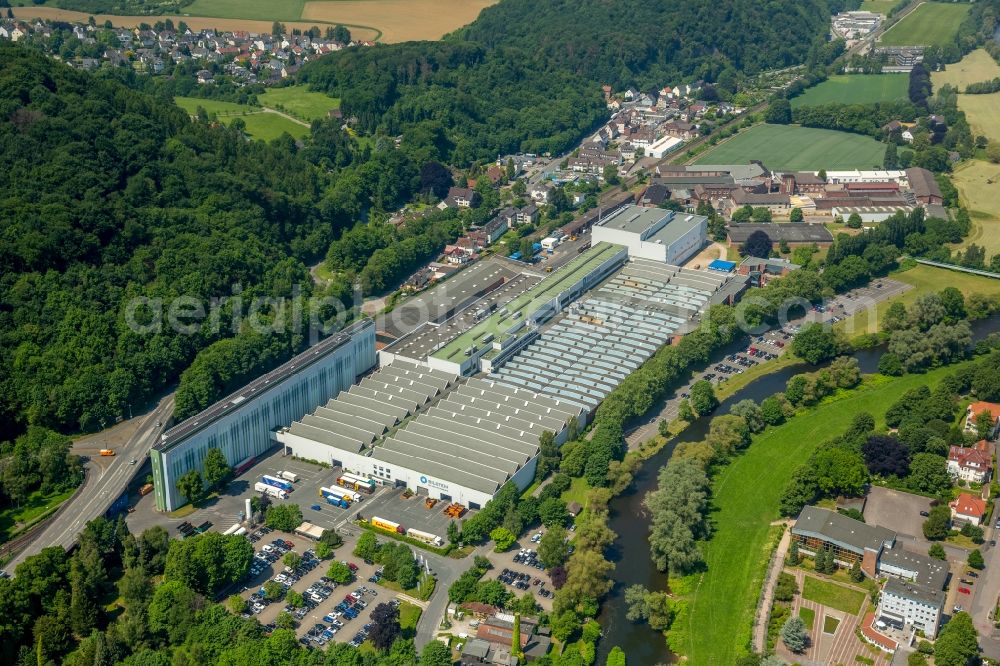 Aerial photograph Hagen - Building and production halls on the premises of Bilstein Handel KG Im Weinhof in the district Hohenlimburg in Hagen in the state North Rhine-Westphalia