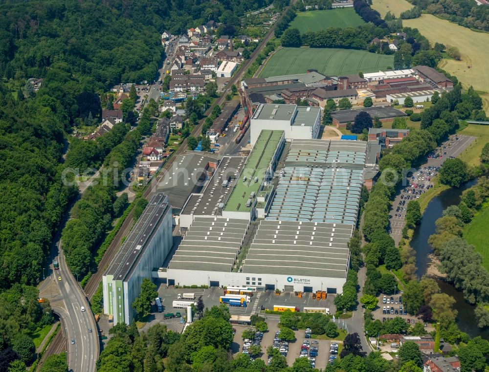 Aerial image Hagen - Building and production halls on the premises of Bilstein Handel KG Im Weinhof in the district Hohenlimburg in Hagen in the state North Rhine-Westphalia