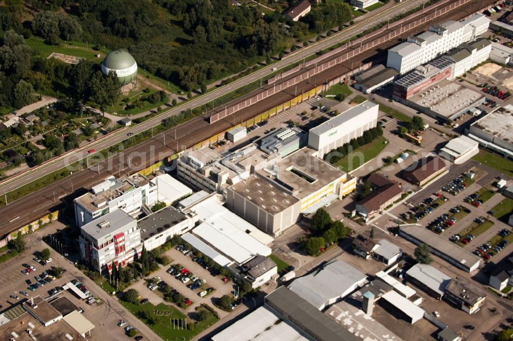 Baden-Baden from above - Building and production halls on the premises of Biologische Heilmittel Heel GmbH Dr.-Reckeweg-Strasse in the district Oos in Baden-Baden in the state Baden-Wuerttemberg