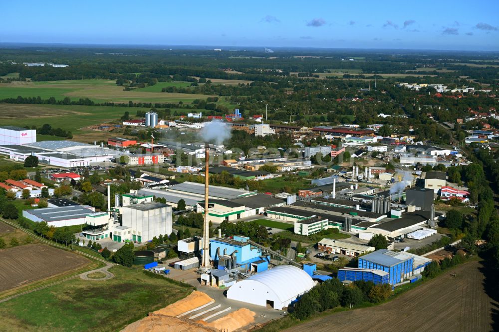 Aerial image Hagenow - Building and production halls on the premises of biotherm Services GmbH in Hagenow in the state Mecklenburg - Western Pomerania, Germany